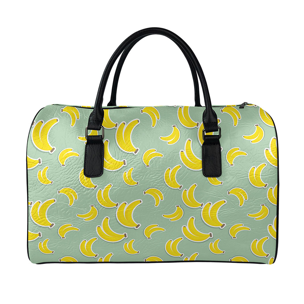 Cute Banana Pattern Print Leather Duffle Bag