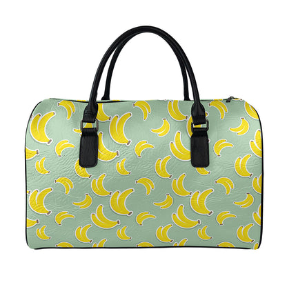 Cute Banana Pattern Print Leather Duffle Bag
