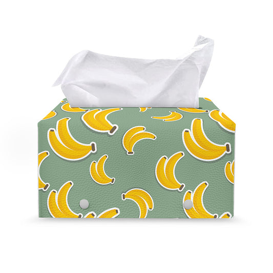 Cute Banana Pattern Print Leather Tissue Box Cover