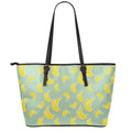 Cute Banana Pattern Print Leather Tote Bag With Zipper