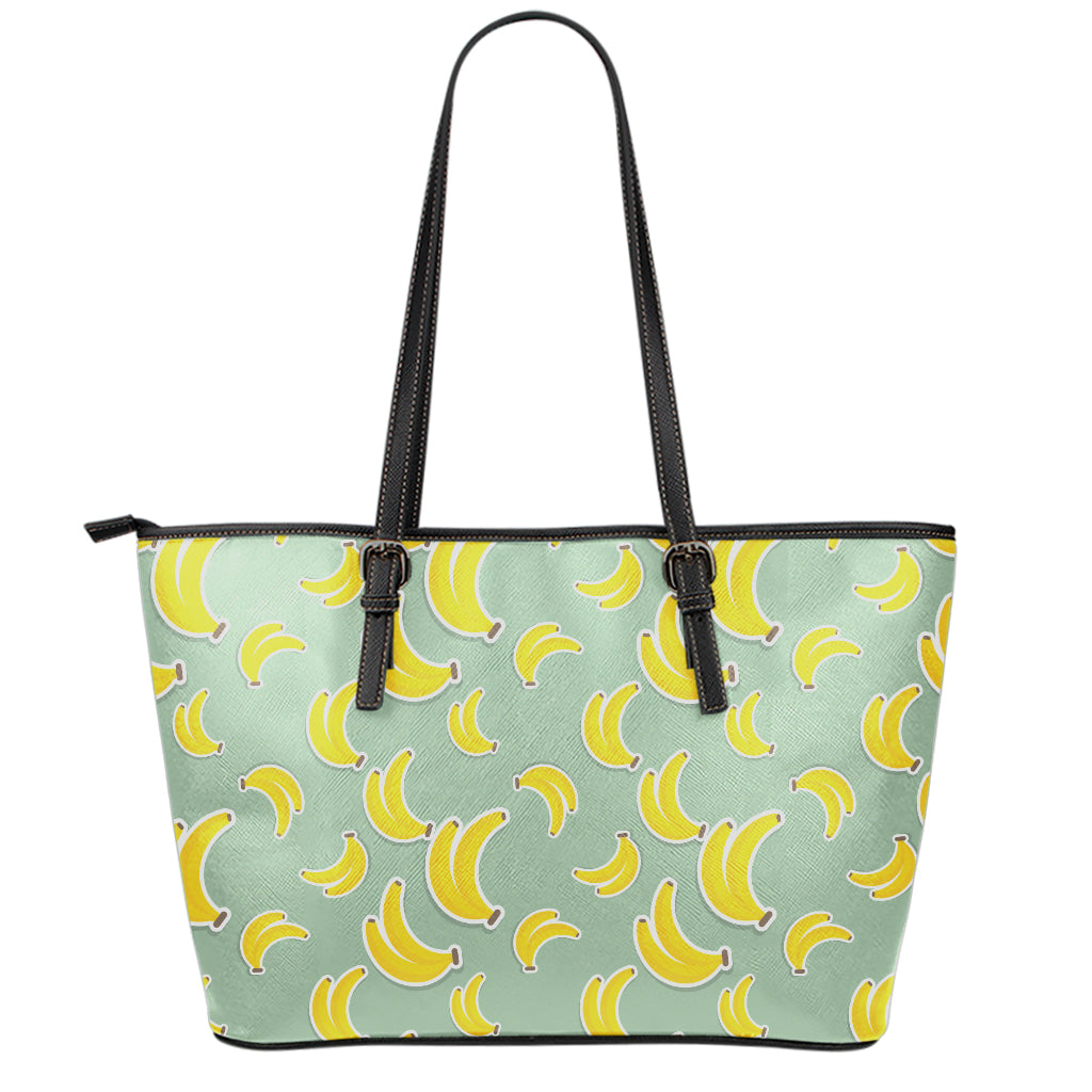 Cute Banana Pattern Print Leather Tote Bag