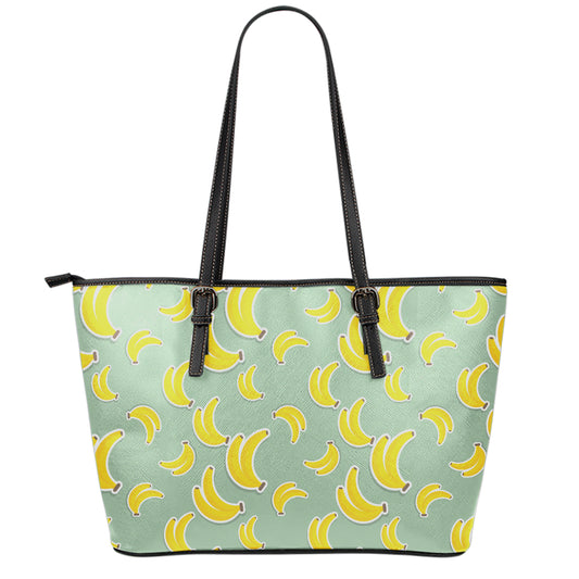 Cute Banana Pattern Print Leather Tote Bag