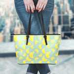 Cute Banana Pattern Print Leather Tote Bag