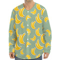 Cute Banana Pattern Print Long Sleeve Baseball Jersey