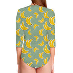 Cute Banana Pattern Print Long Sleeve Swimsuit