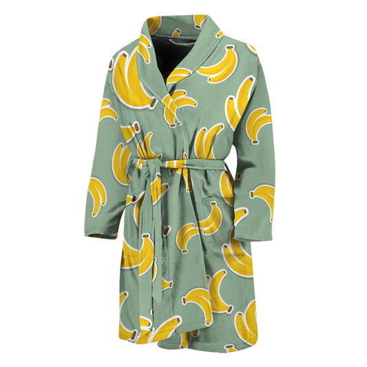 Cute Banana Pattern Print Men's Bathrobe