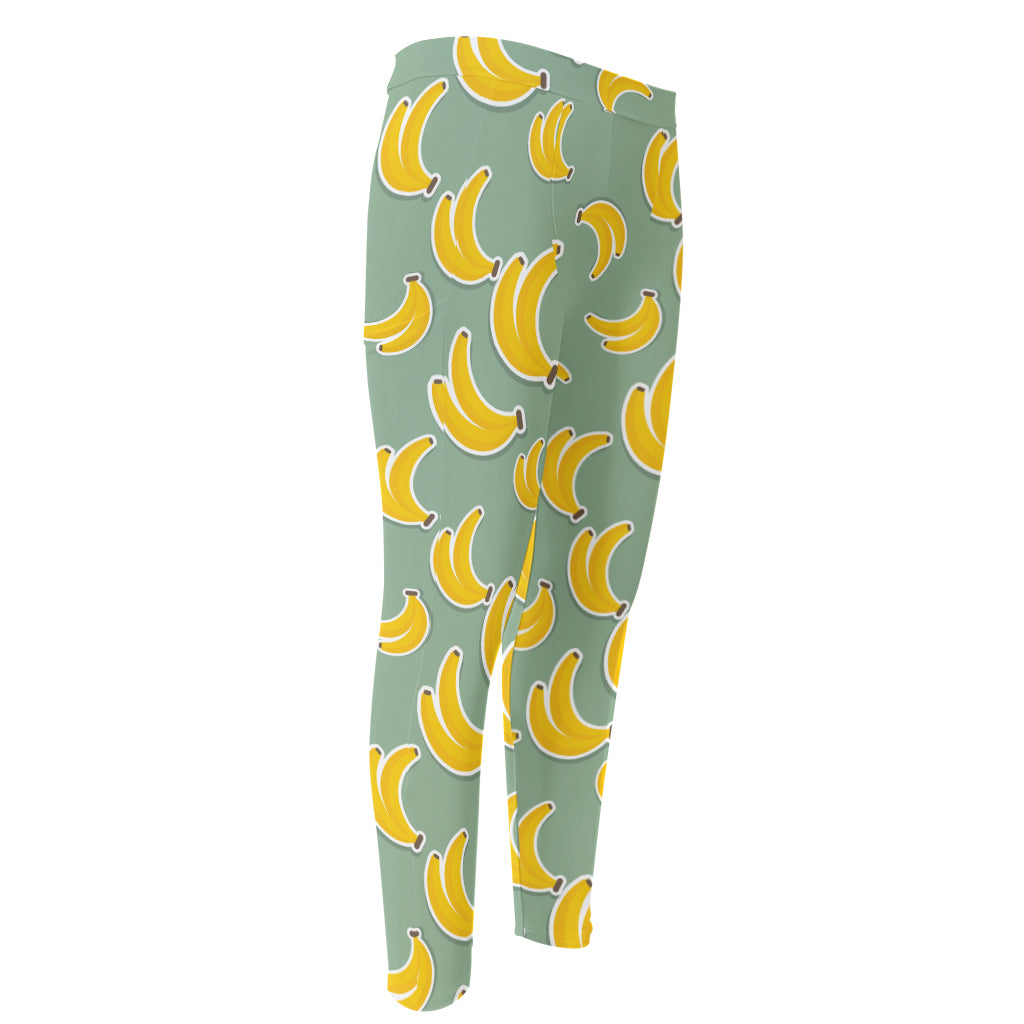 Cute Banana Pattern Print Men's Compression Pants