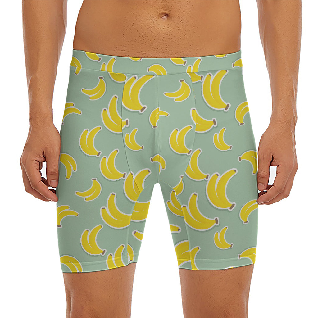 Cute Banana Pattern Print Men's Long Boxer Briefs