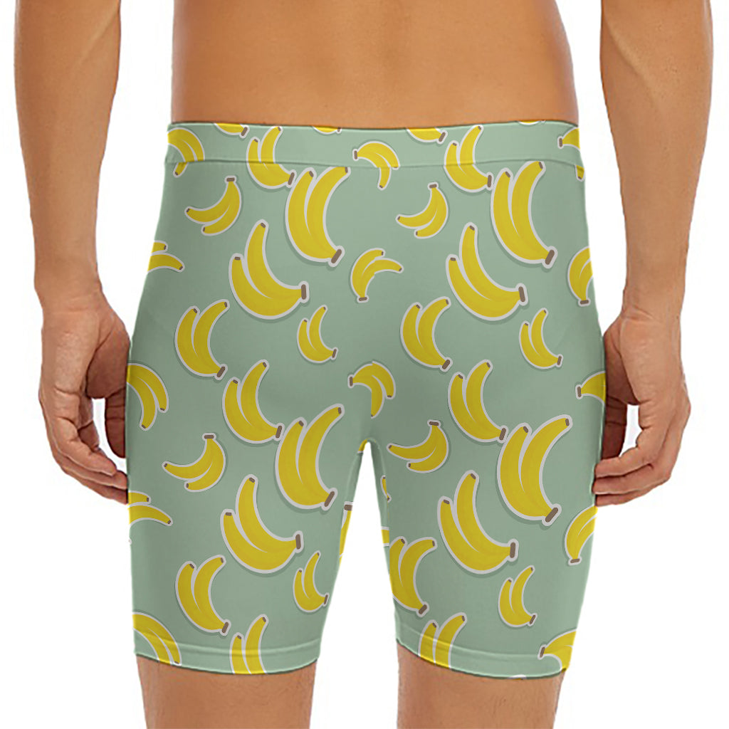 Cute Banana Pattern Print Men's Long Boxer Briefs