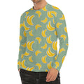 Cute Banana Pattern Print Men's Long Sleeve Rash Guard