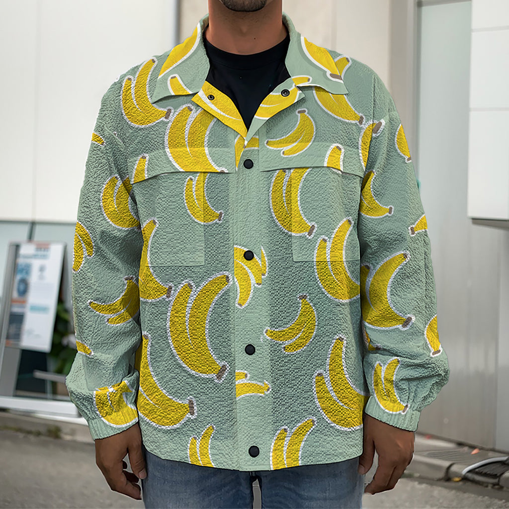 Cute Banana Pattern Print Men's Shirt Jacket