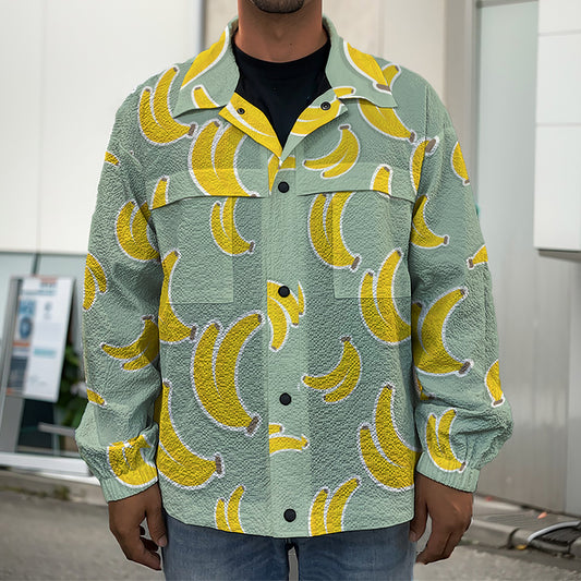 Cute Banana Pattern Print Men's Shirt Jacket
