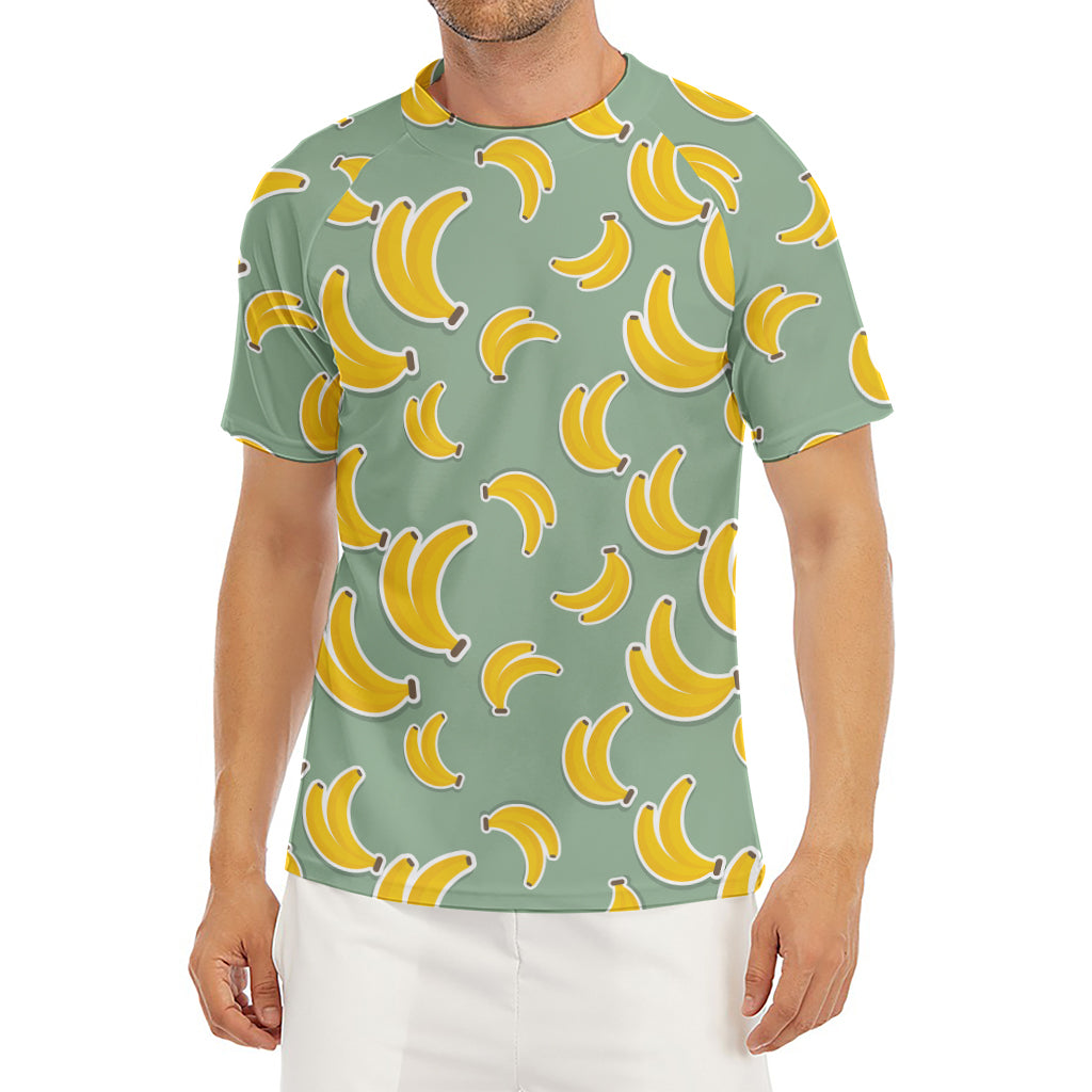 Cute Banana Pattern Print Men's Short Sleeve Rash Guard