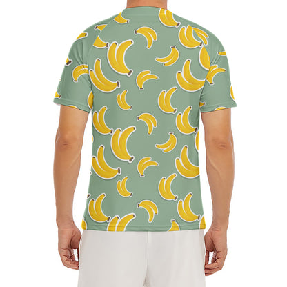Cute Banana Pattern Print Men's Short Sleeve Rash Guard