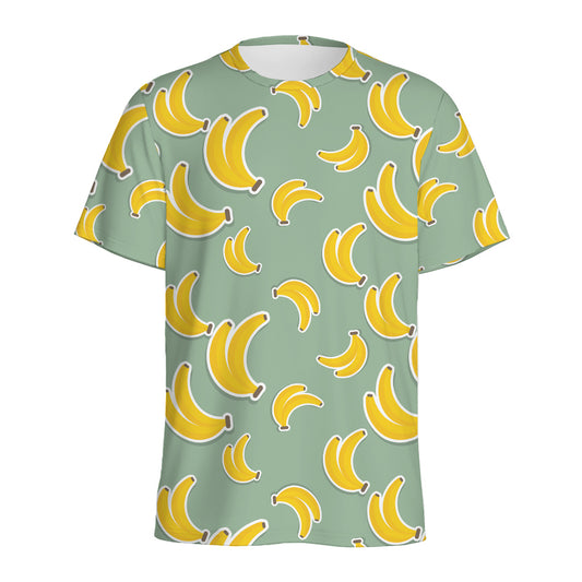 Cute Banana Pattern Print Men's Sports T-Shirt