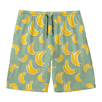 Cute Banana Pattern Print Men's Swim Trunks