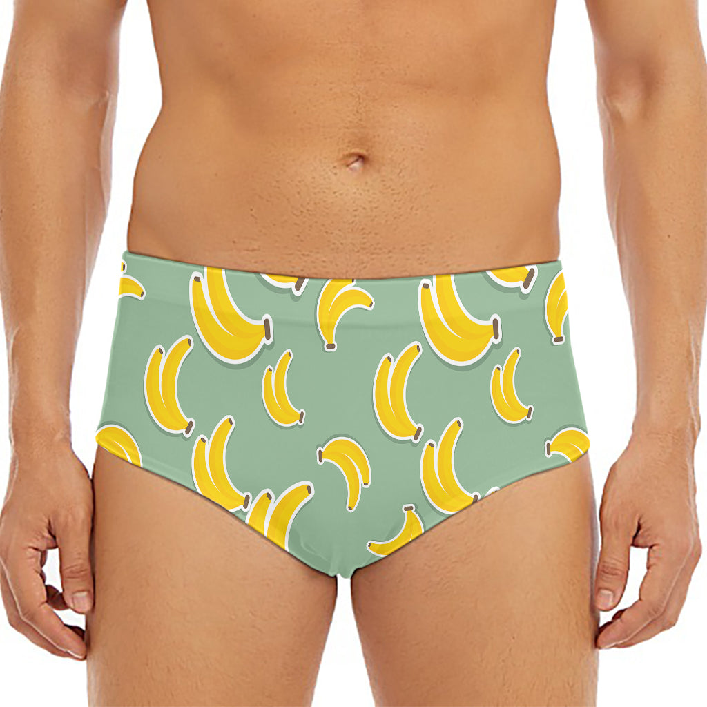 Cute Banana Pattern Print Men's Triangle Swim Briefs