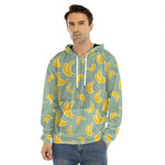Cute Banana Pattern Print Men's Velvet Pullover Hoodie