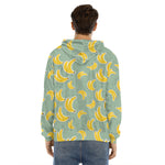 Cute Banana Pattern Print Men's Velvet Pullover Hoodie