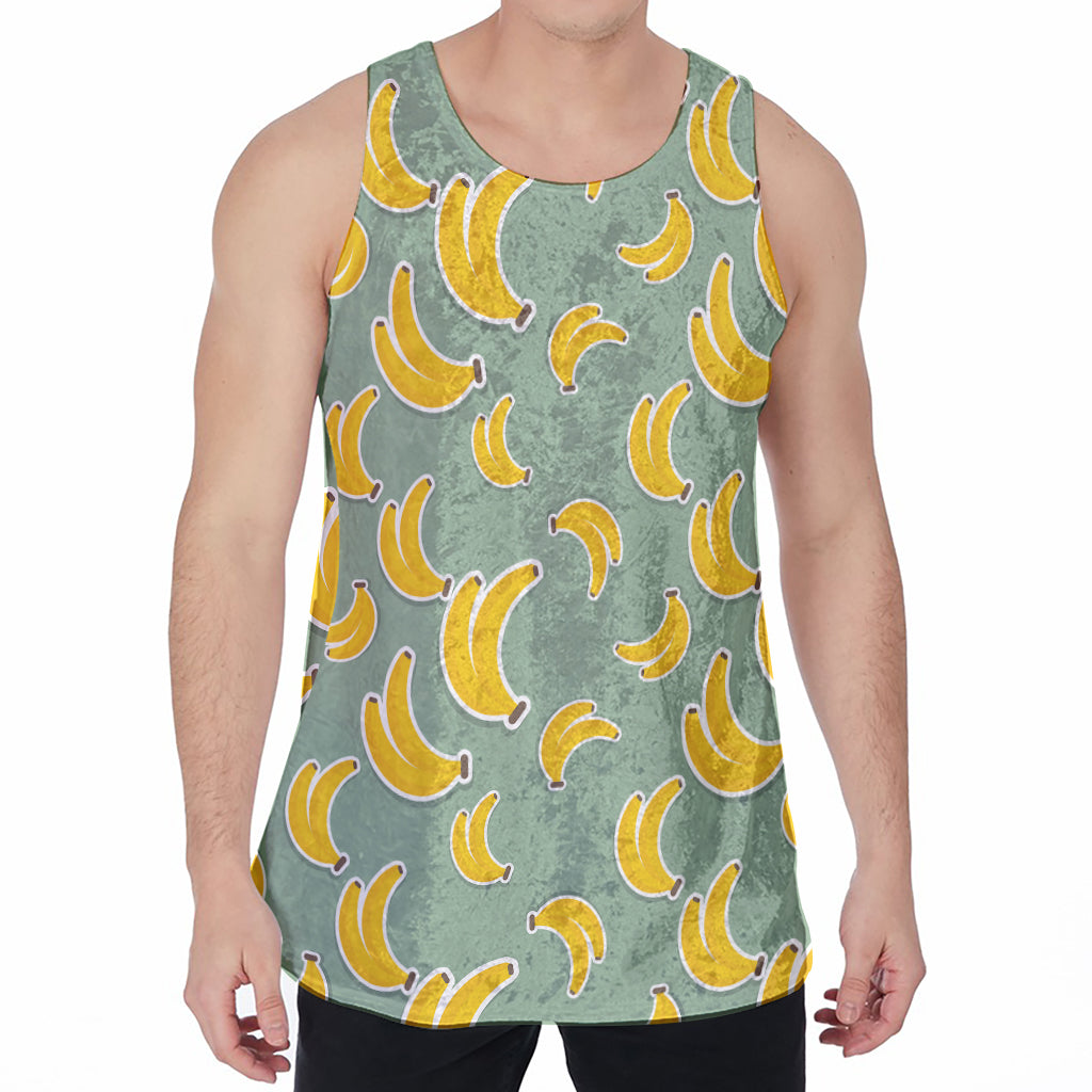 Cute Banana Pattern Print Men's Velvet Tank Top