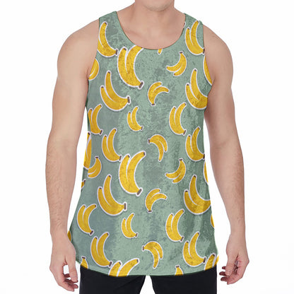 Cute Banana Pattern Print Men's Velvet Tank Top
