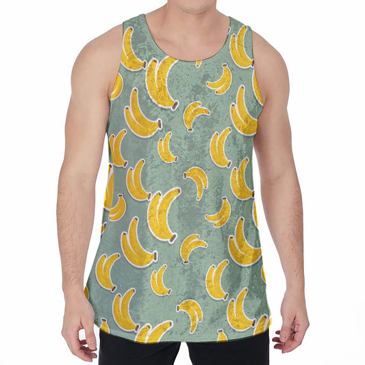 Cute Banana Pattern Print Men's Velvet Tank Top