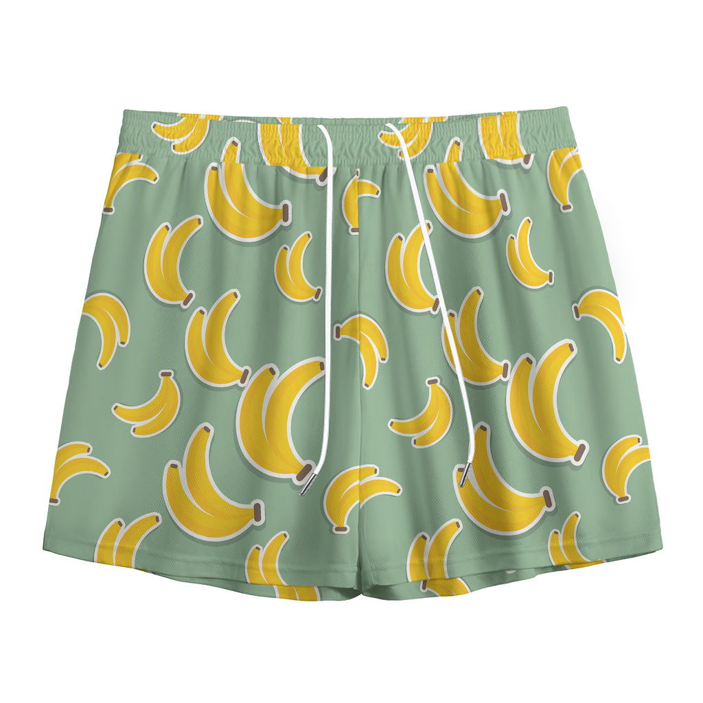 Cute Banana Pattern Print Mesh Shorts