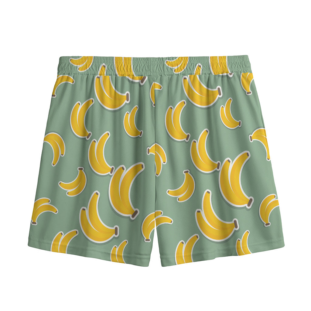 Cute Banana Pattern Print Mesh Shorts