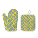 Cute Banana Pattern Print Oven Mitt And Pot Holder Set