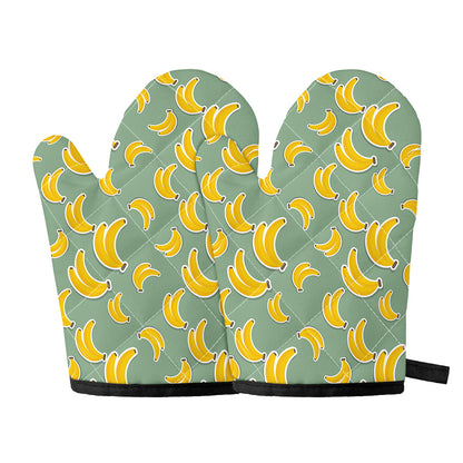 Cute Banana Pattern Print Oven Mitts