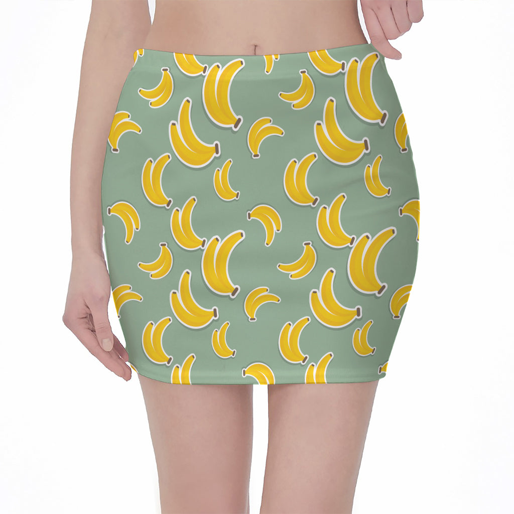 Cute Banana Pattern Print Pencil Mini Skirt