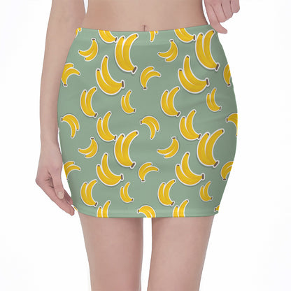 Cute Banana Pattern Print Pencil Mini Skirt