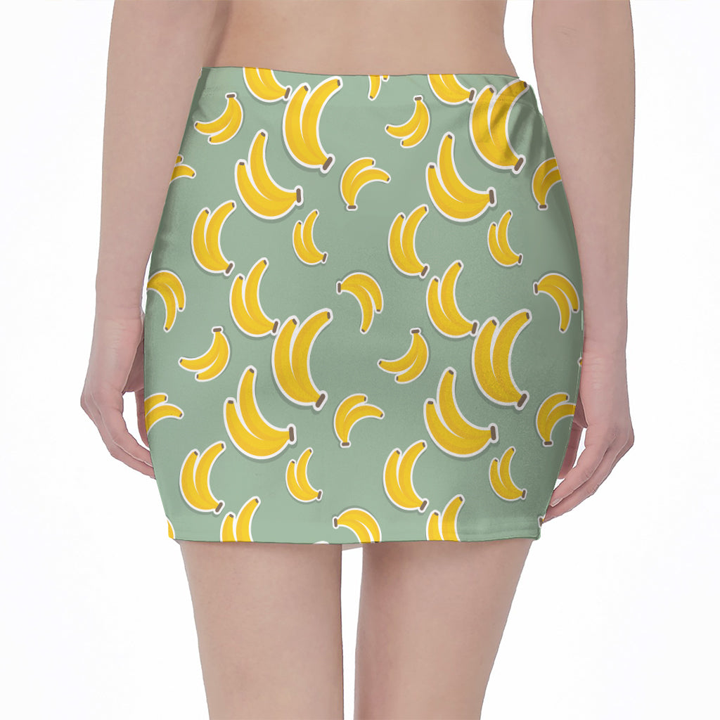 Cute Banana Pattern Print Pencil Mini Skirt