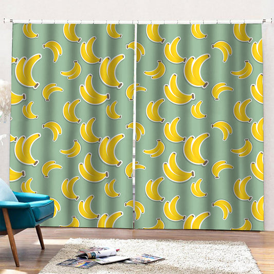 Cute Banana Pattern Print Pencil Pleat Curtains