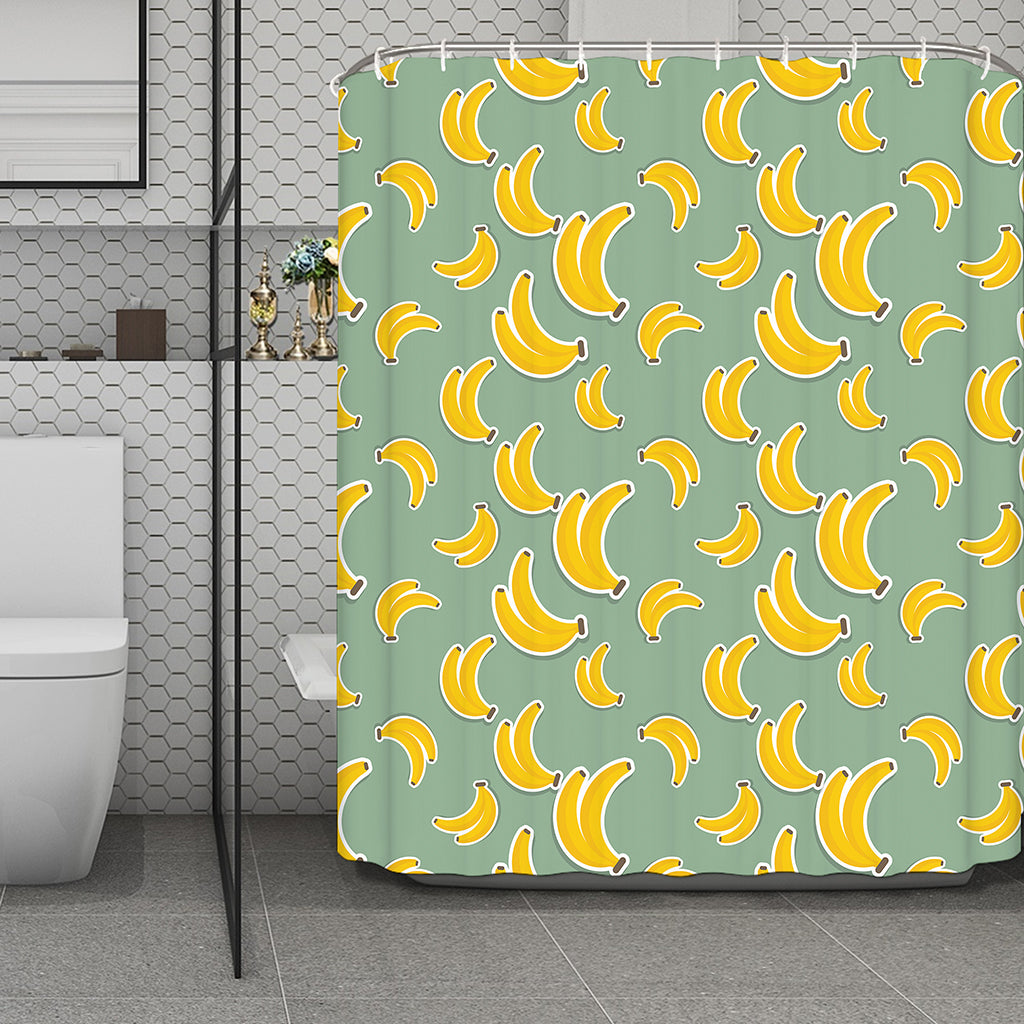 Cute Banana Pattern Print Polyester Shower Curtain