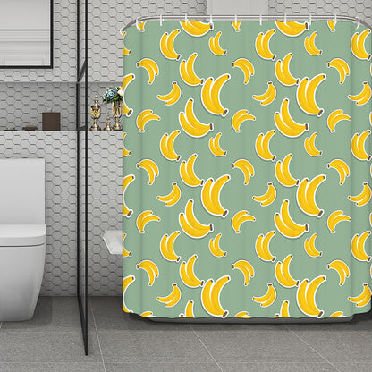 Cute Banana Pattern Print Polyester Shower Curtain