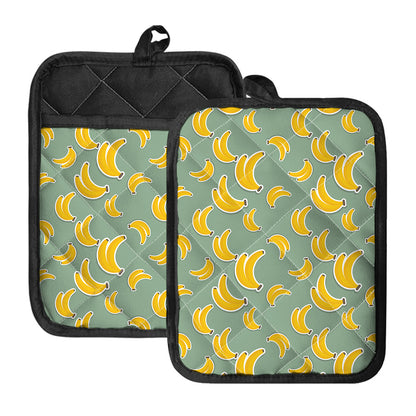 Cute Banana Pattern Print Pot Holders With Pocket