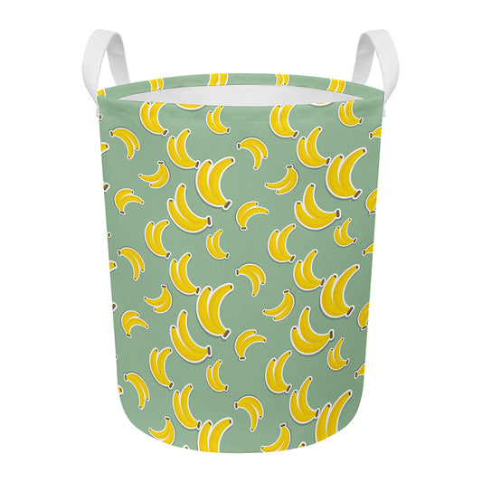 Cute Banana Pattern Print Round Laundry Basket