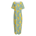 Cute Banana Pattern Print Short Sleeve Long Nightdress