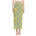 Cute Banana Pattern Print Side Slit Maxi Skirt