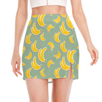Cute Banana Pattern Print Side Slit Mini Skirt