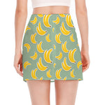 Cute Banana Pattern Print Side Slit Mini Skirt