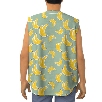 Cute Banana Pattern Print Sleeveless Baseball Jersey