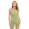 Cute Banana Pattern Print Sleeveless One Piece Swimsuit