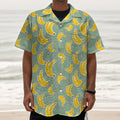 Cute Banana Pattern Print Textured Short Sleeve Shirt