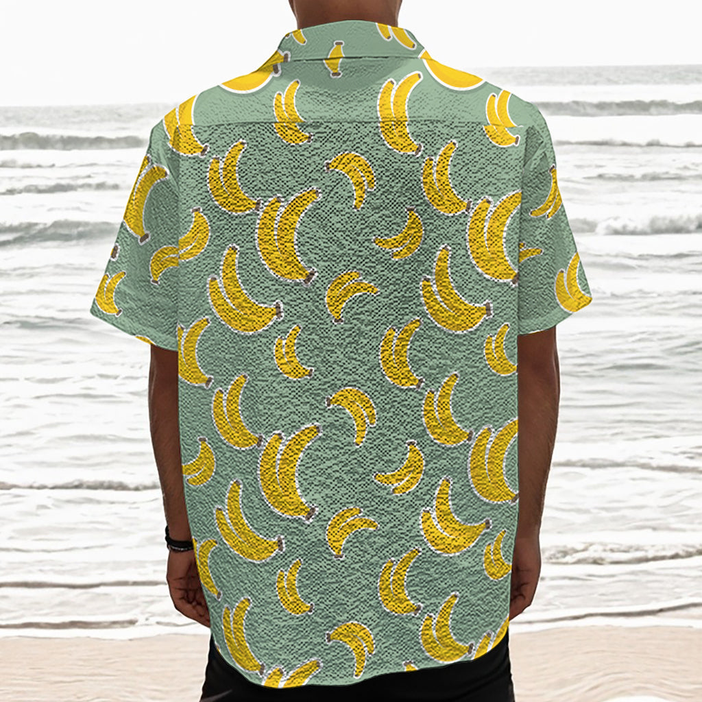 Cute Banana Pattern Print Textured Short Sleeve Shirt