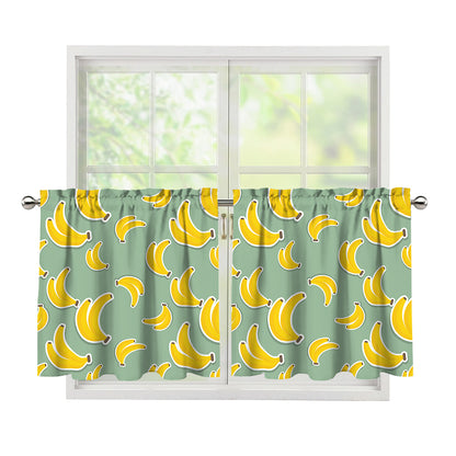 Cute Banana Pattern Print Tier Curtains
