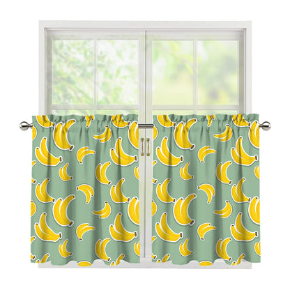 Cute Banana Pattern Print Tier Curtains