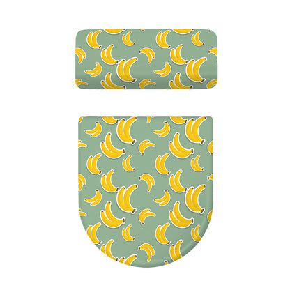 Cute Banana Pattern Print Toilet Lid And Tank Cover Set