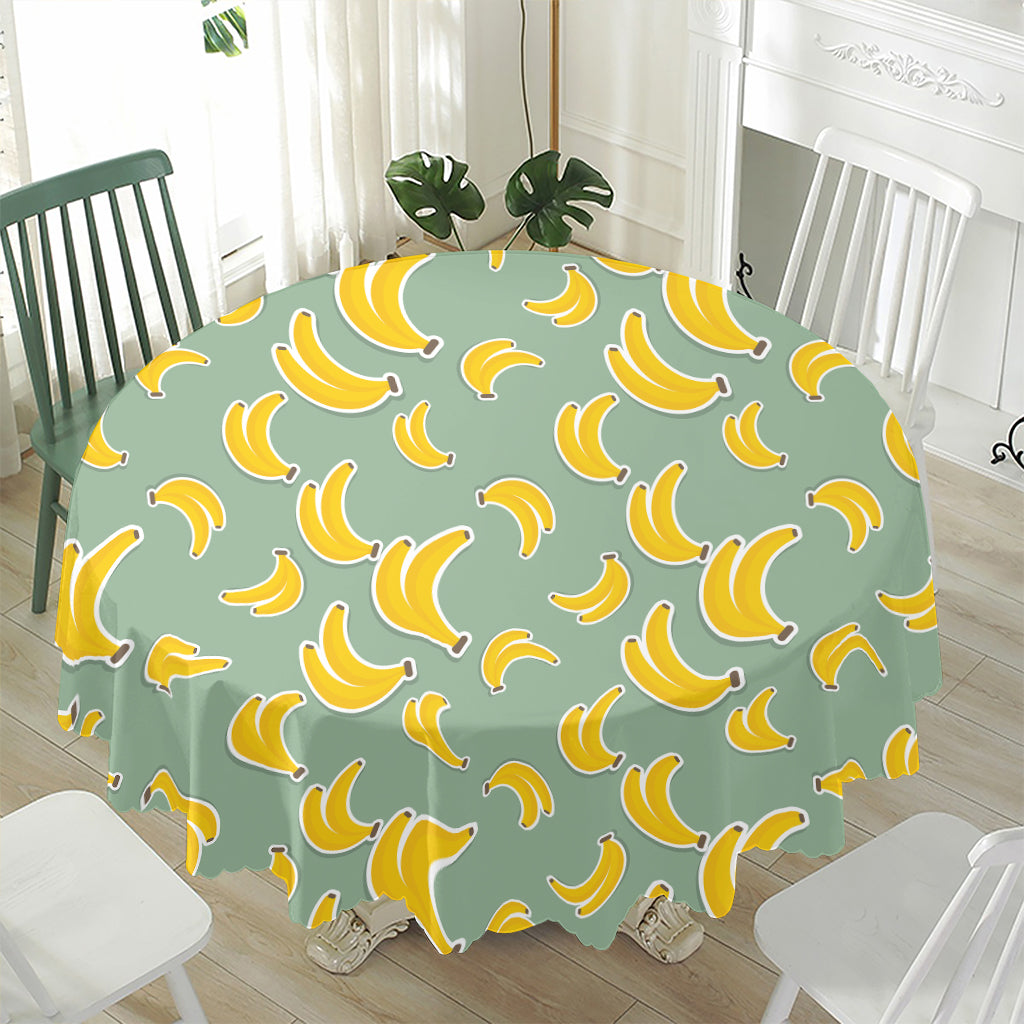 Cute Banana Pattern Print Waterproof Round Tablecloth